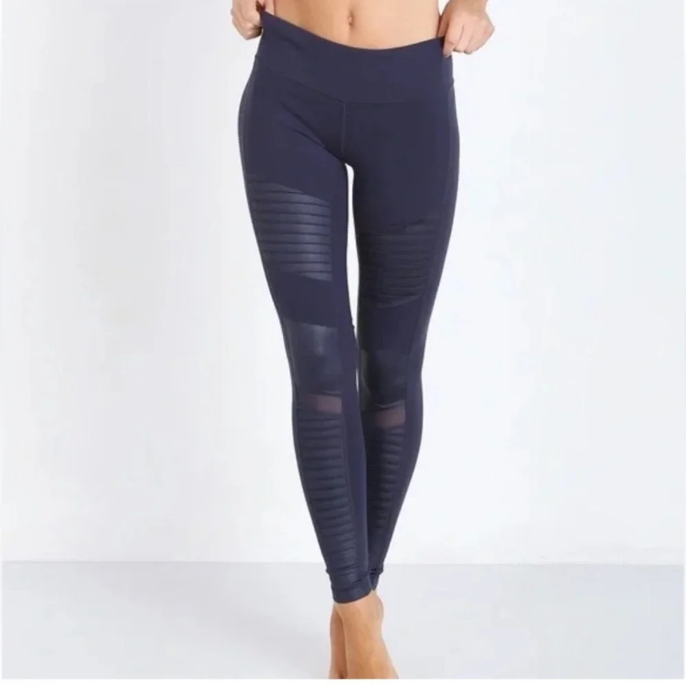Alo Yoga Navy Moto Leggings